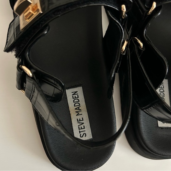 Steve Madden Mona Croc Black Sandals Women’s - Picture 3 of 12